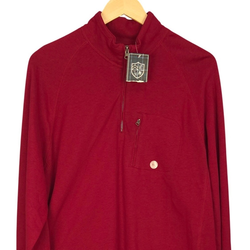Chaps Quarter Zip Pullover Men XL Red Bergundy Long Sleeve Casual Sweater NEW